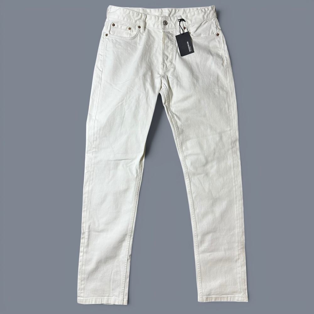 Buck Mason Ford Standard Jean Mens Size 30x34 Natural White Denim Button Fly NWT